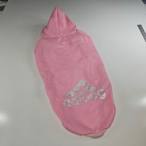 Adidog Pink Dog Hoodie Sweatshirt Pet Apparel Size Large